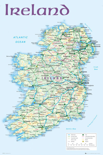 Juliste Irlanti poliittinen kartta