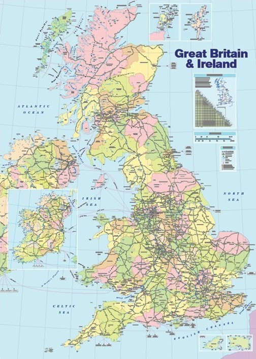Iso-Britannian poliittinen kartta Juliste, Poster | Tilaa netistä  Europosters