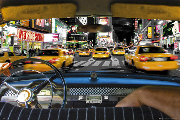 New York - Times square taxi ride Juliste, Poster | Tilaa netistä  Europosters