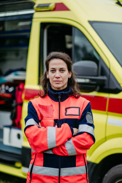 Juliste Portrait of rescuer woman standing in