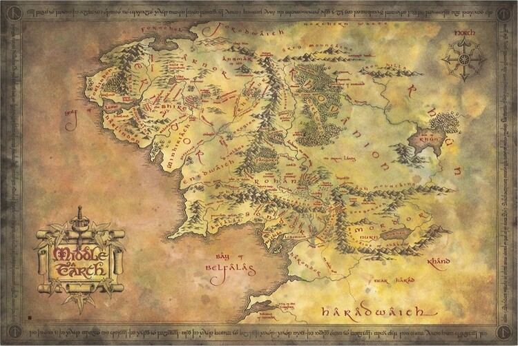 Juliste The Lord of the Rings - Map of the Middle Earth