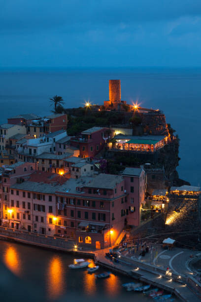 Juliste Vernazza village lights; Cinque Terre, Its;y