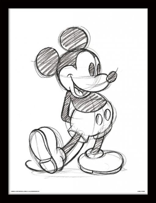 Kehystetty juliste Mikki Hiiri (Mickey Mouse) - Sketched Single