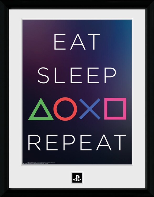 Kehystetty juliste Playstation - Eat Sleep Repeat