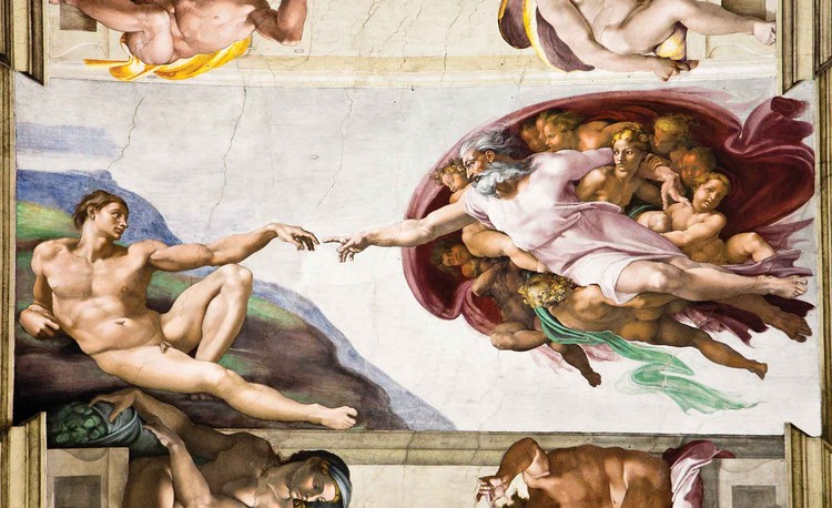 Creation Adam Art Michelangelo Valokuvatapetti
