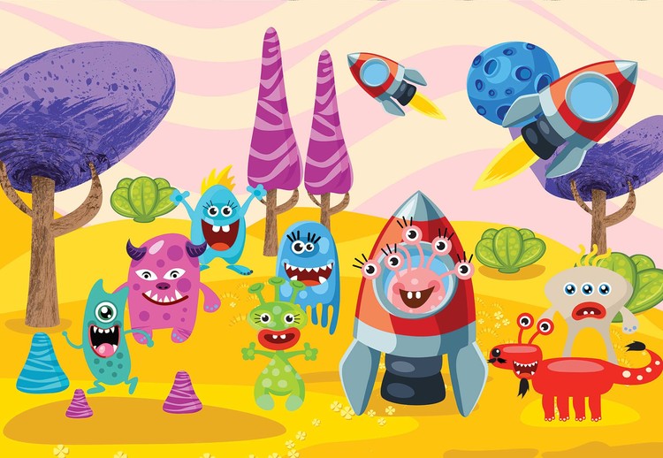 Space Monsters Valokuvatapetti