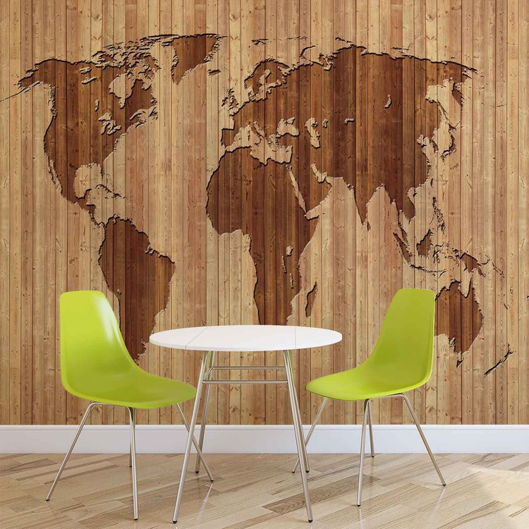 Kuvatapetti, TapettijulisteWorld Map Wood
