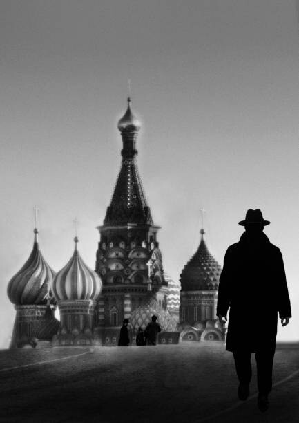 Autocolante Man walking in Red square.