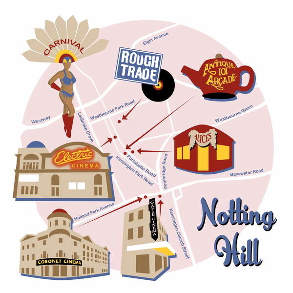 Stenska nalepka Map of Notting Hill