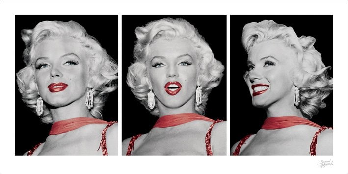 Art Print Marilyn Monroe - Red Dress Triptych