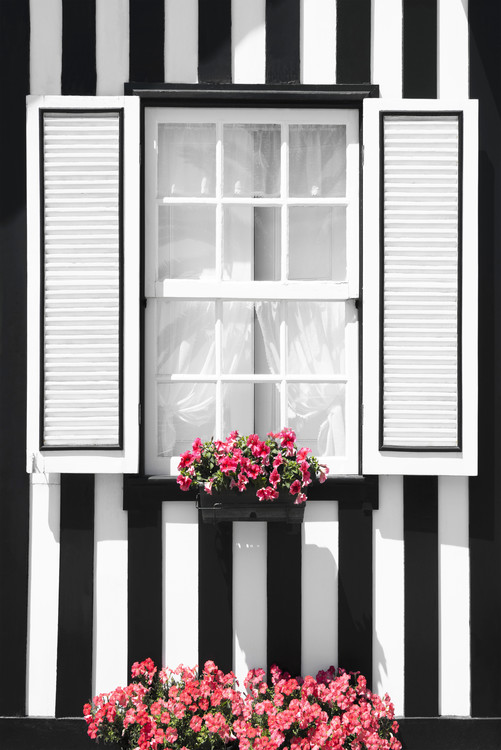 Canvas Print Black and White Striped Window