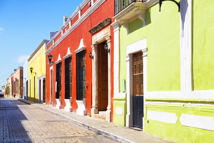 Taide valokuvaus Color Street in Campeche