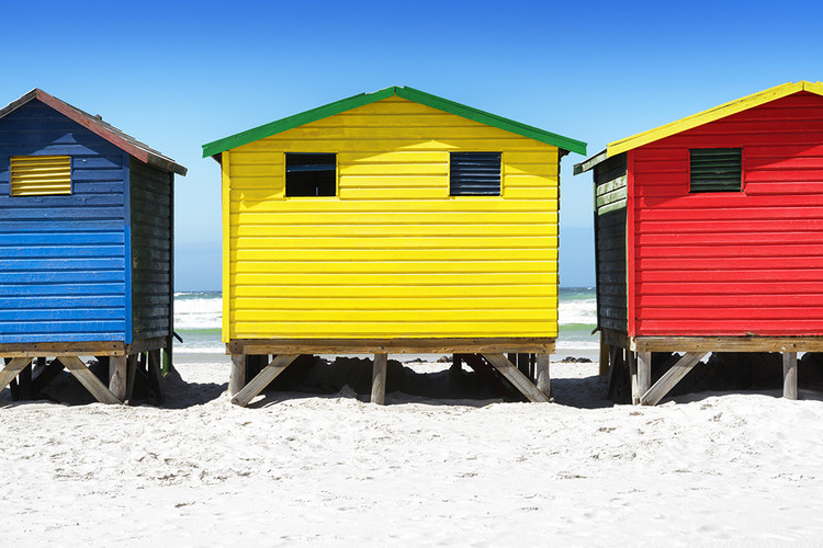 Canvas Print Colorful Beach Huts