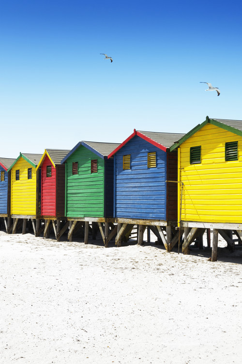 Canvas Print Colorful Beach Huts on Muizenberg