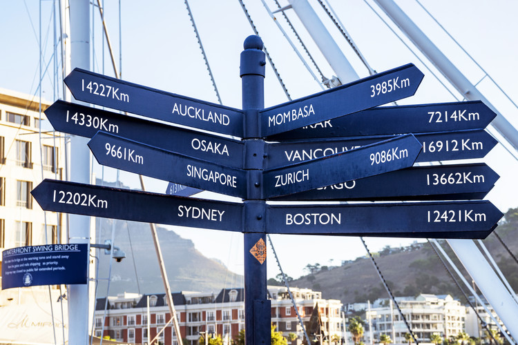 Canvas Print Direction Sign from Cape Town
