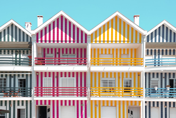 Art Photography Four Houses of Striped Colors
