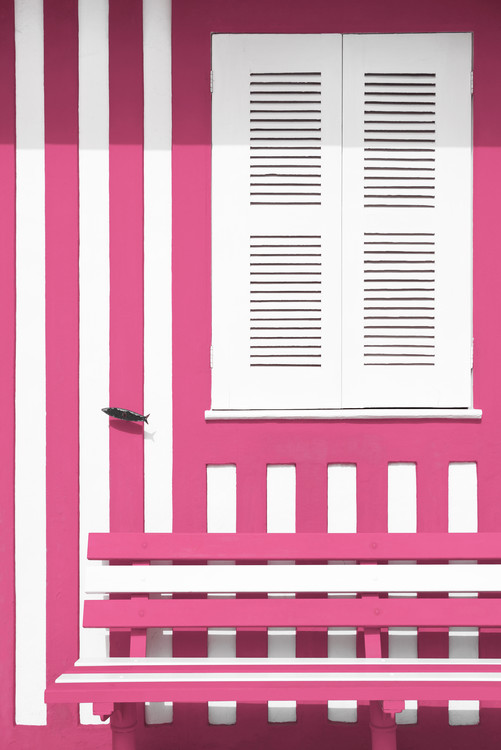 Canvas Print House facade with Pink and White Stripes
