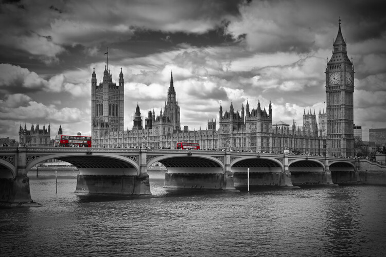 Canvas Print LONDON Westminster Bridge & Red Buses