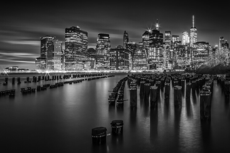Art Photography Manhattan Skyline at Sunset | Monochrome