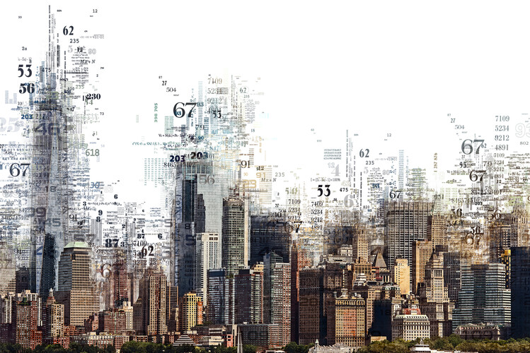 Murais de parede Numbers Collection - NY Skyline