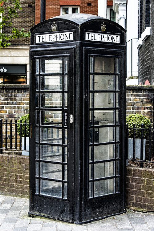 Canvas Print Old Black Telephone Booth