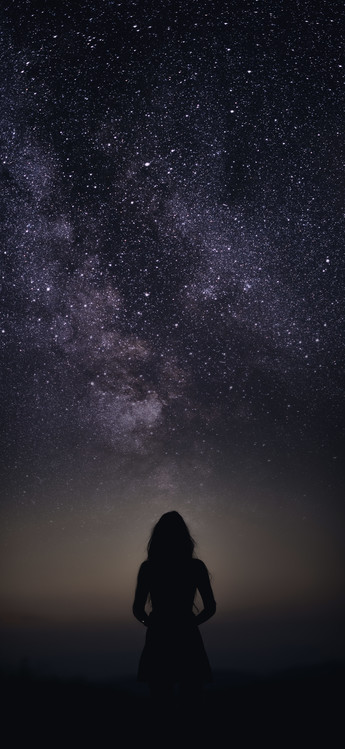 Taide valokuvaus silhouette of woman looking stars