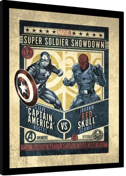 Uokvireni poster Marvel Comics - Captain America vs Red Skull