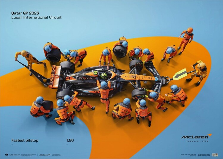 Art Print McLaren Formula 1 Team - 1.80 - World Record Fastest Pit Stop - 2023