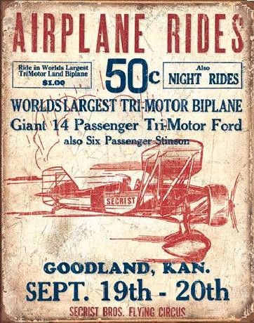 Metal sign AIRPLANE - Secrist Flying Circus