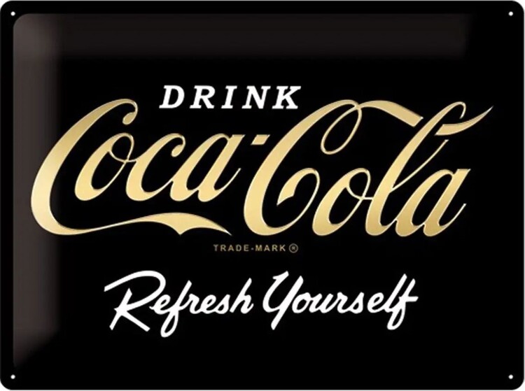 Metal sign Coca-Cola - Logo Gold