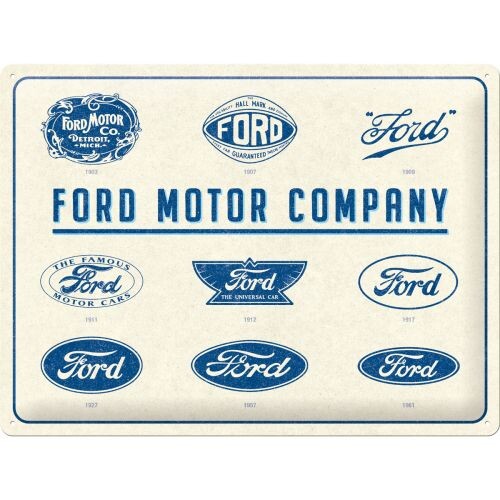 Nostalgic-Art Retro Tin Sign Ford - Logo Evolution - Gift Idea for Car Accessories Fans Metal Vintage Design for Decoration 30 x 40 cm, 23299