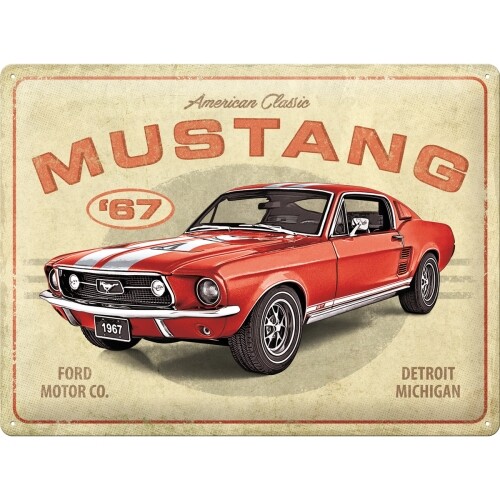 Metal sign Ford Mustang - GT 1967 Red