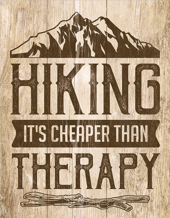 Metal sign Hiking - Therapy