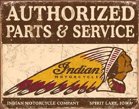 Metal sign Indian motorcycles - Authorized Parts and Service