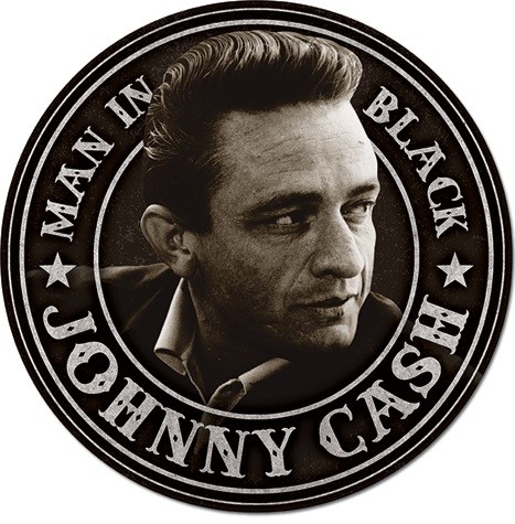 Metal sign Johnny Cash - Man in Black Round