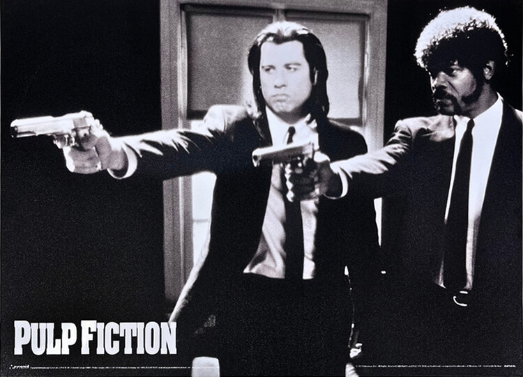 Метална табела Pulp Fiction - Black and White Guns