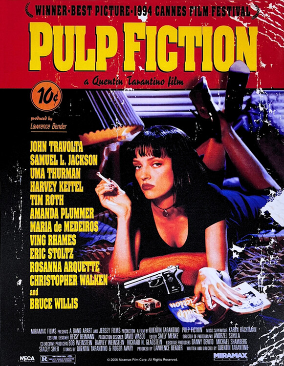 Metal sign Pulp Fiction - Uma on Bed