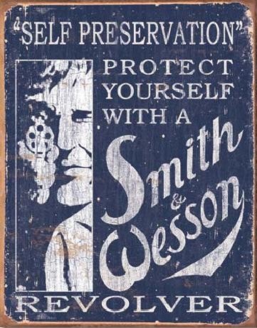 Protected By Smith & Wesson Smith & Wesson Metal Sign/Poster 