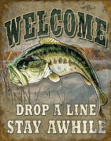 WELCOME BASS FISHING  Collectible retro metal signs for your wall
