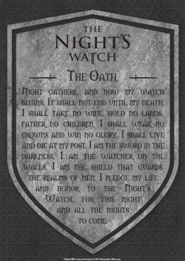 Game Of Thrones - Nights Watch Metal Sign