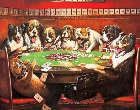 Metallikyltti DRUKEN DOGS PLAYING CARDS