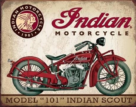 Metallikyltti INDIAN MOTORCYCLES - Scout Model 104