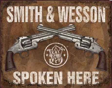 Metallikyltti S&W - SMITH & WESSON - Spoken Here