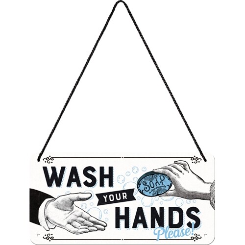 Metallikyltti Wash Your Hands
