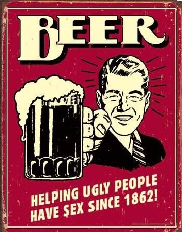 Metalllilaatta BEER - ugly people