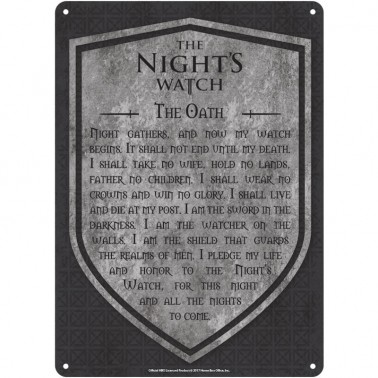 Metalllilaatta Game Of Thrones - Nights Watch
