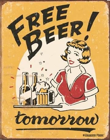 Metalllilaatta MOORE - free beer