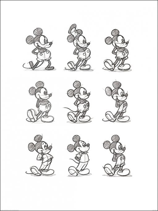 Art Print Mickey Mouse - Sketched Multi