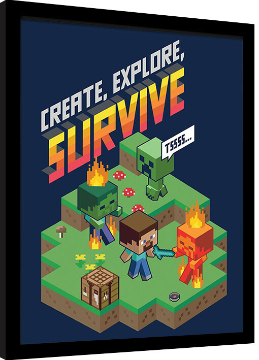 Kehystetty juliste Minecraft - Create, Explore, Survive