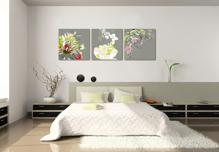 Modern Design - Colorful Blossoms Mounted Art Print